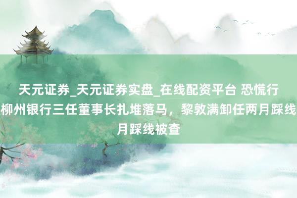 天元证券_天元证券实盘_在线配资平台 恐慌行业！柳州银行三任董事长扎堆落马，黎敦满卸任两月踩线被查