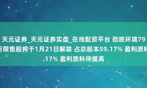 天元证券_天元证券实盘_在线配资平台 劲旅环境7941.84万限售股将于1月21日解禁 占总股本59.17% 盈利质料待提高